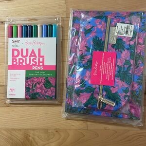 Lilly Pulitzer Tombow Dual Brush Pens, Sketch Book and Pencil Case